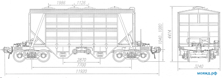 4-осный вагон для цемента. Модель 19-7075