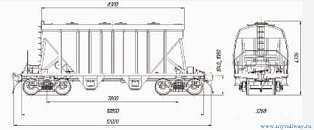 4-осный вагон-хоппер для цемента. Модель 19-1217