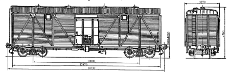 4-осный крытый вагон. Модель 11-066-04