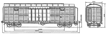 4-осный  крытый цельнометаллический вагон с уширенными дверными проемами. Модель 11-276-13
