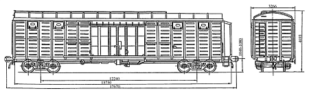 4-осный крытый цельнометаллический вагон с уширенными дверными проемами. Модель 11-286-13