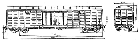 4-осный крытый вагон. Модель 11-280-13