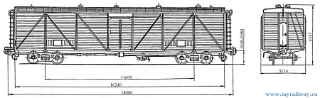 4-осный крытый вагон для скота с нижним расположением люков. Модель 11-К253