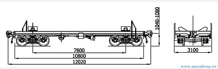 4-осная платформа для вагонов-цистерн. Модель 3064-4