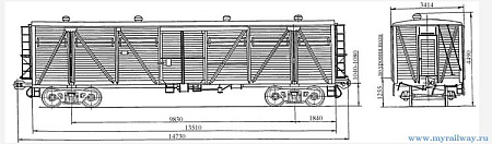 4-осный крытый вагон для скота с верхним расположением люков. Модель 11-С001