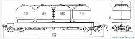 4-осный вагон для гранулированных полимеров. Модель 17-917