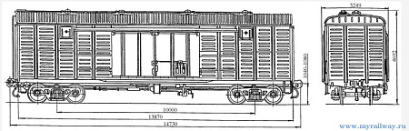 4-осный крытый цельнометаллический вагон с уширенными дверными проемами. Модель 11-217