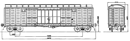 4-осный крытый вагон. Модель 11-9769