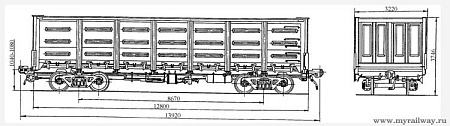 4-осный полувагон с уширенными дверными проемами. Модель 12-757