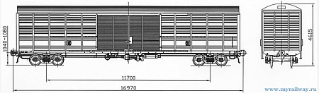 4-осный крытый вагон. Модель 11-1807