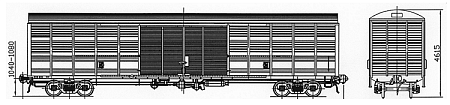 4-осный крытый вагон. Модель 11-1807-01
