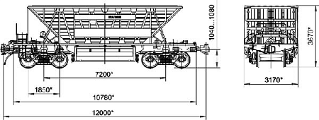 4-осный вагон для горячего агломерата и окатышей . Модель 19-1241