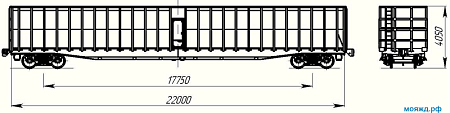 4-осная платформа для лесоматериалов. Модель 23-4000-01