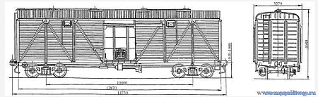 4-осный крытый вагон (с металлической торцовой стеной). Модель 11-066-05