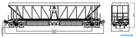 4-осный вагон-хоппер для охлажденного кокса. Модель 19-1764