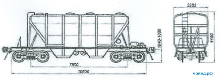 4-осный вагон-хоппер крытый для цемента. Модель 19-4142