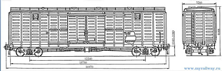 4-осный крытый цельнометаллический вагон с уширенными дверными проемами. Модель 11-260